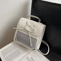 Mochila Ita Bag de estilo japonés en cuero PU blanco con lazo y ventana clara - Blanco