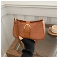 Retro braune Wildleder Halbmond-Unterachseltasche mit goldener Schnalle und Riemen - Braun