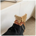 Elegante borsa da sera a farfalla dorata con strass scintillanti e catena di metallo - Oro