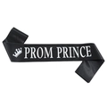 Elegante fascia in raso nero Prom Prince con scritte bianche e corona per la laurea - Taglia unica / Quadrante Nero Numeri Argento