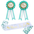 Babyparty-Set mit Mom To Be Schärpe und passenden Anstecknadeln in Mintgrün - Einheitsgröße / Neuer Grüner Druck