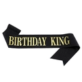 Fascia scintillante Birthday King nero e oro per decorazione festa da uomo - Taglia unica / Nero con testo oro