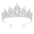 Corona da sposa classica in argento con cristalli a goccia e pettini laterali - Argento