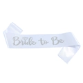 Banda de satén blanco Bride to Be con letras plateadas brillantes e icono de diamante - Talla única / Bride To Be Plateado