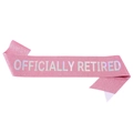 Rosafarbene Glitzerschärpe mit silberner Aufschrift Officially Retired für Partys - Einheitsgröße / Irisierendes Rosa