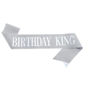 Fascia glitterata argento con scritta Birthday King per decorazione uomo - Taglia unica / Tessuto Argento con Scritte Argento