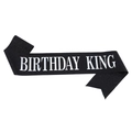 Fascia Birthday King nera glitterata con scritte bianche per decorazioni feste maschili - Taglia unica / Quadrante Nero Numeri Argento