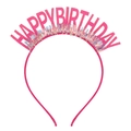 Rosa Glitzer Happy Birthday Haarreif mit irisierenden Fransen für Geburtstage - Rosa