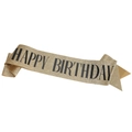 Banda de cumpleaños dorada brillante con texto Happy Birthday negro para celebraciones - Talla única / Oro Pálido con Texto Negro