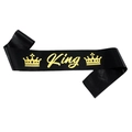 Écharpe de fête en satin noir avec lettrage King doré et motifs de couronne royale - Taille unique / King Noir Or