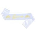 Écharpe de fête en satin blanc avec inscription Queen dorée et motifs de couronnes - Taille unique / Queen Blanc Or