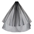 Elegante velo de novia negro de doble capa con peine para bodas góticas - Negro / Menos de 60cm