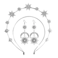 Parure céleste baroque avec bandeau étoile en strass et boucles d'oreilles lune - Ensemble de bijoux / Argent