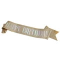 Glittery gold birthday sash with holographic Happy Birthday lettering for party decor - One Size / Holographic Pale Gold