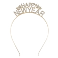Gouden Happy New Year haarband met glinsterende strassteentjes en sterren voor oud en nieuw - Goud Witte Zirkonia