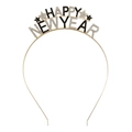 Gouden Happy New Year haarband met glinsterende strass-steentjes voor oud en nieuw feesten - Goud Met Zwart-Witte Strass