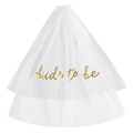 Double-layer white bridal veil with metallic gold Bride to Be lettering and hair comb - Under 60cm / Gold