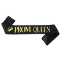 Fascia Prom Queen in raso nero con scritte dorate e corona per festa di diploma - Nero Oro Queen