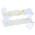 White and gold PROM KING and QUEEN sashes for graduation prom or parties - White Gold King And Queen Sashes Set