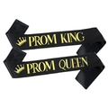 Set of black Prom King and Queen satin sashes with elegant gold foil lettering - Satin / Black Gold King And Queen Sashes Set