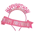 Set fascia e tracolla di compleanno rosa glitterata con nappe color arcobaleno - Rosa Iridescente