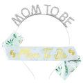 Fascia blu con foglie tropicali e set di diadema in strass argentato lucido - Fascia Argento E Fascia Foglia Verde