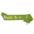 Green glitter Bride To Be sash with gold lettering for bridal shower party events - Green Glitter Sash