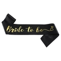 Elegant black satin bride to be sash with metallic gold lettering and diamond icon - Black Sash with Gold Letters