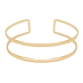 Bracelet de bras doré double rang avec design géométrique ouvert pour femmes chic - Cadre Géométrique Rectangulaire (BH016)