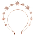 Serre-tête halo double couche en or rose orné d'étoiles octogonales scintillantes en strass - Serre-Tête Hexagramme / Or rose