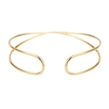 Bracelet de bras doré poli avec un design croisé minimaliste à double ligne élégant - Ligne Double Croisée 3D (BH026)