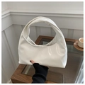 Borsa a mano bianca lucida in similpelle a mezza luna con manico integrato per donna - Bianco