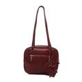 Bolso de hombro retro burdeos en piel sintética con colgante de corazón y cremallera - Con Colgante / Rojo
