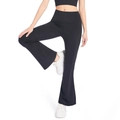 Pantalon de yoga évasé noir à taille haute, coupe ajustée et tissu mat très respirant - Noir