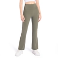 Pantaloni da yoga a vita alta a zampa verde oliva con design flessibile slim-fit - S / Verde Muschio