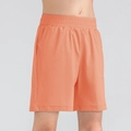 Pfirsichrosa schnelltrocknende Sportshorts für Jungen mit elastischem Bund und Taschen - 120 / Orange