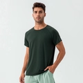 T-shirt sportiva da uomo verde scuro in tessuto traspirante ad asciugatura rapida per corsa - S / Verde Scuro