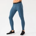 Men's athletic compression leggings in misty blue with branded elastic waist for gym training - S / Cyan Blue