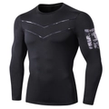 Camiseta de compresión negra para hombre con patrón V camo y bolsillo táctico - S / Negro-Gris Oscuro