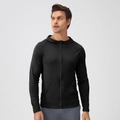 Men's black hooded sports jacket with zip-up design for fitness and running - S / Tops / Black
