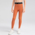 Boys orange-brown compression sports leggings with UPGRADE elastic waistband - 120 / Sauce Orange