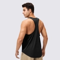 Men's black racerback fitness vest with breathable quick-dry mesh fabric - S / Tops / Black