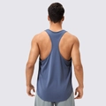 Men's quick-dry racerback training tank top in dark grey-blue with breathable fabric - S / Tops / Grey Blue