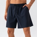 Pantalones cortos deportivos azul marino para hombre con cordón y tejido de secado rápido - S / Azul Marino