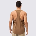 Men's coffee brown racerback gym tank top with breathable quick-dry fabric texture - S / Tops / Brown