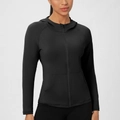 Veste de yoga noire slim à capuche avec fermeture éclair pour sport féminin - S / Hauts / Noir