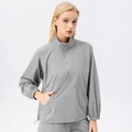 Grijze sportset voor dames met sweatshirt met halve rits en bijpassende short - S / Lichtgrijs