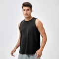 Men's breathable quick-dry sleeveless fitness training tank top in solid black - S / Tops / Black