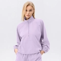 Lichtpaarse sport-sweatshirt voor dames met halve rits en sneldrogende ademende stof - S / Lichtpaars