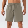 Men's khaki quick-dry sports shorts with elastic drawstring waist and fine stitching - S / Warm Gray Brown